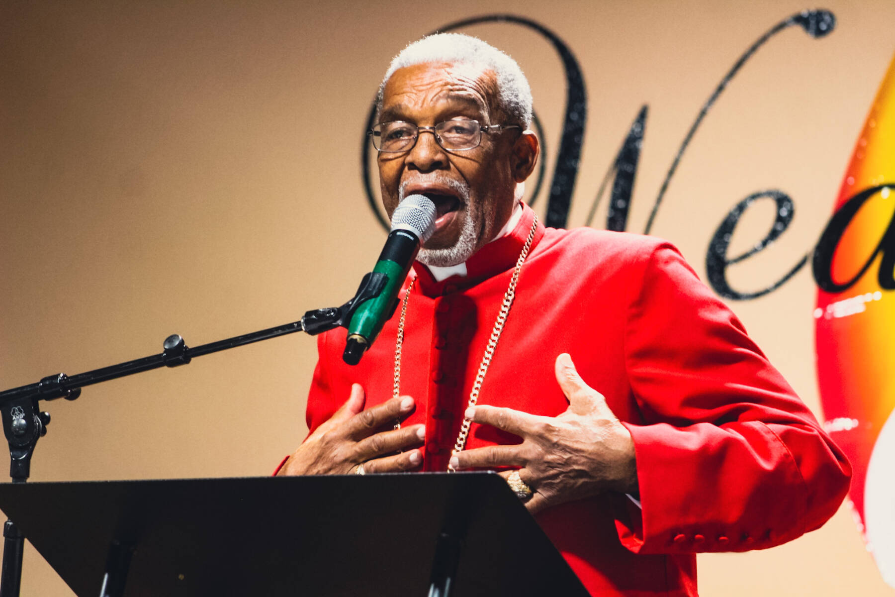 Bishop Bill H. McDonnell, Jr. speaking during an official Wealthy Place Ministries worship experience